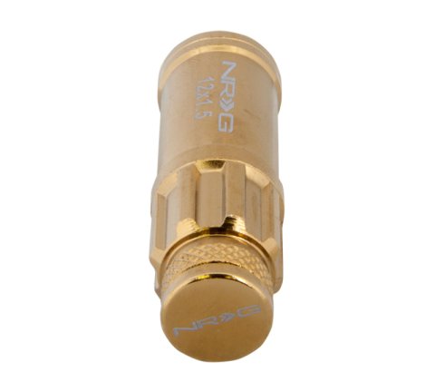 NRG 700 Series M12 X 1.5 Steel Lug Nut w/Dust Cap Cover Set 21 Pc w/Locks & Socket - Chrome Gold thumbnail 6
