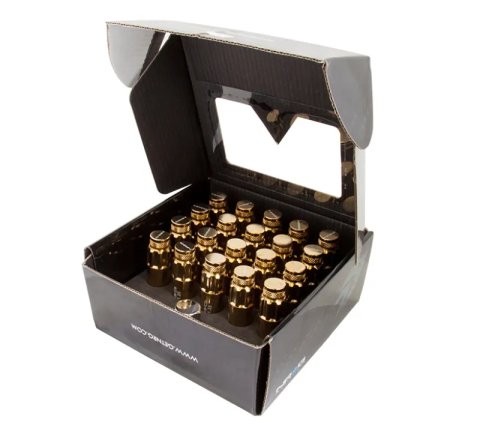 NRG 700 Series M12 X 1.5 Steel Lug Nut w/Dust Cap Cover Set 21 Pc w/Locks & Socket - Chrome Gold thumbnail 7