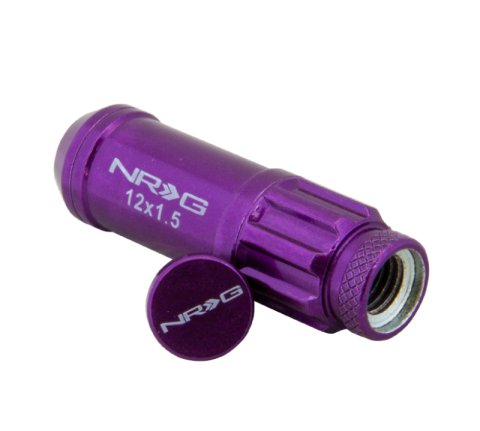NRG 700 Series M12 X 1.5 Steel Lug Nut w/Dust Cap Cover Set 21 Pc w/Locks & Lock Socket - Purple thumbnail 5