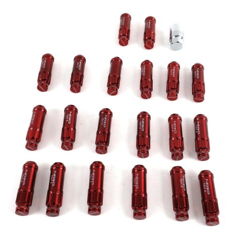 NRG 700 Series M12 X 1.5 Steel Lug Nut w/Dust Cap Cover Set 21 Pc w/Locks & Lock Socket - Red thumbnail 1
