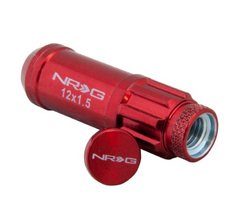 NRG 700 Series M12 X 1.5 Steel Lug Nut w/Dust Cap Cover Set 21 Pc w/Locks & Lock Socket - Red thumbnail 3