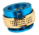 NRG Quick Release Kit - Pyramid Edition - Blue Body / Chrome Gold Pyramid Ring thumbnail 1