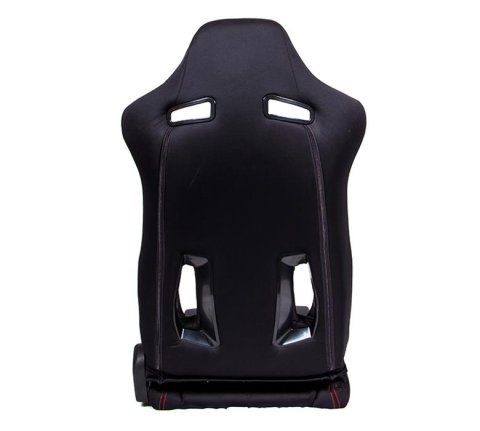 NRG Sport Seats (Pair) Cloth w/NRG Logo & NRG Arrow Cushion Imprint - Black w/Red Stitch thumbnail 4