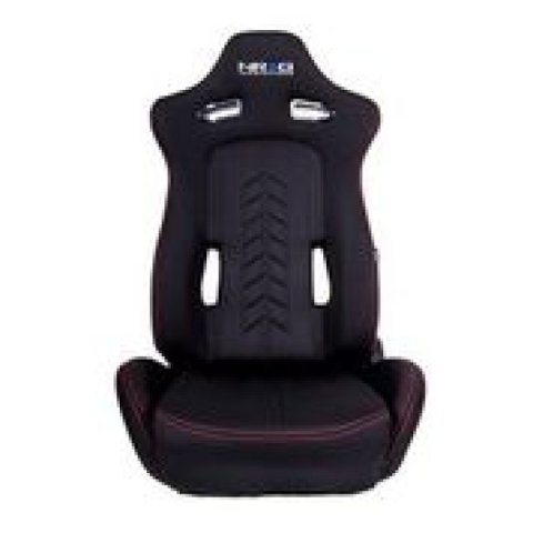 NRG Sport Seats (Pair) Cloth w/NRG Logo & NRG Arrow Cushion Imprint - Black w/Red Stitch thumbnail 7