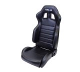 NRG Reclinable Sport Seats (Pair) PVC Leather w/NRG Logo - Black w/White Stitching thumbnail 1
