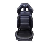 NRG Reclinable Sport Seats (Pair) PVC Leather w/NRG Logo - Black w/White Stitching thumbnail 2