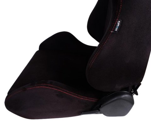 NRG Sport Seats (Pair) Type-R Suede w/NRG Logo - Black w/Red Stitching thumbnail 1