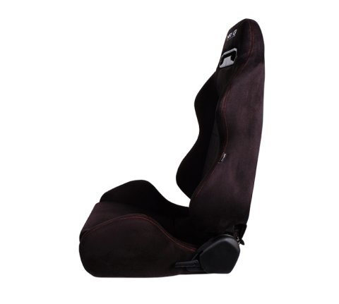 NRG Sport Seats (Pair) Type-R Suede w/NRG Logo - Black w/Red Stitching thumbnail 6