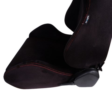 NRG Sport Seats (Pair) Type-R Suede w/NRG Logo - Black w/Red Stitching thumbnail 8
