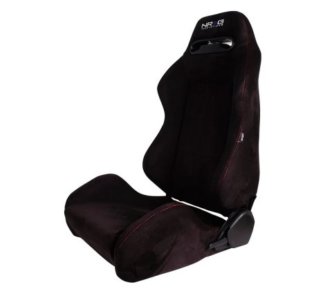 NRG Sport Seats (Pair) Type-R Suede w/NRG Logo - Black w/Red Stitching thumbnail 9