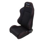 NRG Sport Seats (Pair) Type-R Cloth w/NRG Logo - Black w/Red Stitch thumbnail 2
