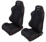 NRG Sport Seats (Pair) Type-R Cloth w/NRG Logo - Black w/Red Stitch thumbnail 9