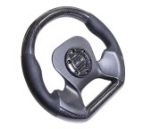NRG Carbon Fiber Steering Wheel (320mm) CF Center Plate & Two-Tone Carbon w/Leather Trim Handles thumbnail 2