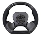 NRG Carbon Fiber Steering Wheel (320mm) CF Center Plate & Two-Tone Carbon w/Leather Trim Handles thumbnail 3