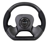 NRG Carbon Fiber Steering Wheel (320mm) CF Center Plate & Two-Tone Carbon w/Leather Trim Handles thumbnail 4