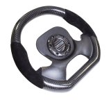 NRG Carbon Fiber Steering Wheel (320mm) CF Center Plate & Two-Tone Carbon w/Suede Trim Handles thumbnail 1