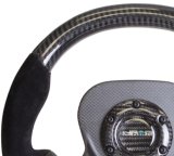 NRG Carbon Fiber Steering Wheel (320mm) CF Center Plate & Two-Tone Carbon w/Suede Trim Handles thumbnail 2