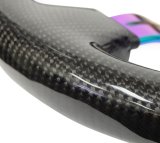 NRG Carbon Fiber Steering Wheel (350mm / 1.5in. Deep) Neochrome 3-Spoke Design w/Slit Cuts thumbnail 7