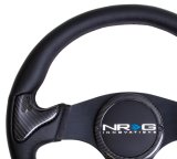 NRG Carbon Fiber Steering Wheel (350mm) Blk Frame Blk Stitching w/Rubber Cover Horn Button thumbnail 2