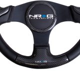 NRG Carbon Fiber Steering Wheel (350mm) Blk Frame Blk Stitching w/Rubber Cover Horn Button thumbnail 4