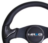 NRG Carbon Fiber Steering Wheel (350mm) Blk Frame Blk Stitching w/Rubber Cover Horn Button thumbnail 5