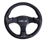NRG Carbon Fiber Steering Wheel (350mm) Blk Frame Blk Stitching w/Rubber Cover Horn Button thumbnail 6