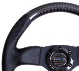 NRG Carbon Fiber Steering Wheel (320mm) Flat Bottom & Leather Trim w/Black Stitching thumbnail 2