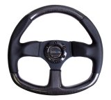 NRG Carbon Fiber Steering Wheel (320mm) Flat Bottom & Leather Trim w/Black Stitching thumbnail 4
