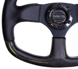 NRG Carbon Fiber Steering Wheel (320mm) Flat Bottom & Leather Trim w/Black Stitching thumbnail 8