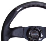 NRG Carbon Fiber Steering Wheel (320mm) Flat Bottom & Leather Trim w/Black Stitching thumbnail 9