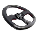 NRG Carbon Fiber Steering Wheel (320mm) Flat Bottom & Leather Trim w/Red Stitching thumbnail 8
