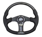NRG Carbon Fiber Steering Wheel (350mm) Oval Shape w/Black Carbon & Leather Trim thumbnail 1