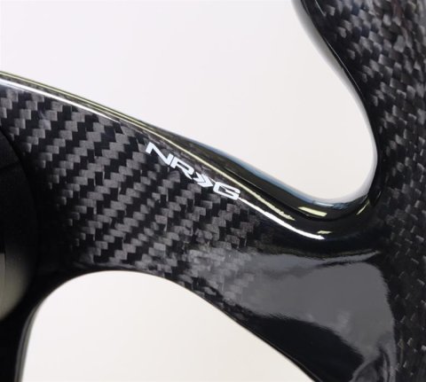 NRG Carbon Fiber Steering Wheel (320mm) Flat Bottom w/Shiny Black Carbon thumbnail 2