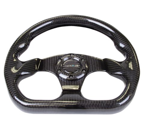 NRG Carbon Fiber Steering Wheel (320mm) Flat Bottom w/Shiny Black Carbon thumbnail 4