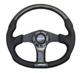 NRG Carbon Fiber Steering Wheel (350mm) Oval Shape Black w/Leather Trim thumbnail 5