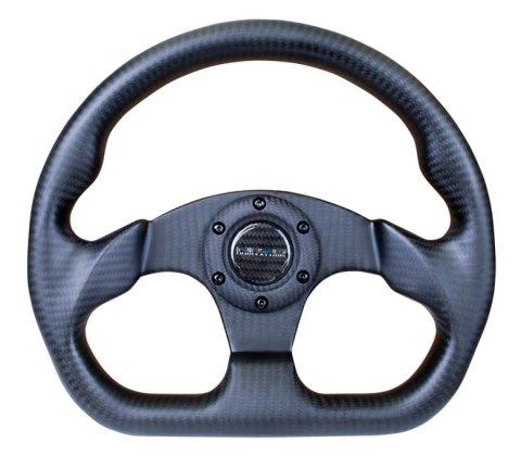 NRG Carbon Fiber Steering Wheel (320mm) Flat Bottom Matte Black Carbon thumbnail 1