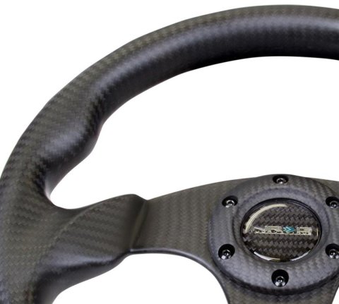 NRG Carbon Fiber Steering Wheel (320mm) Flat Bottom Matte Black Carbon thumbnail 2