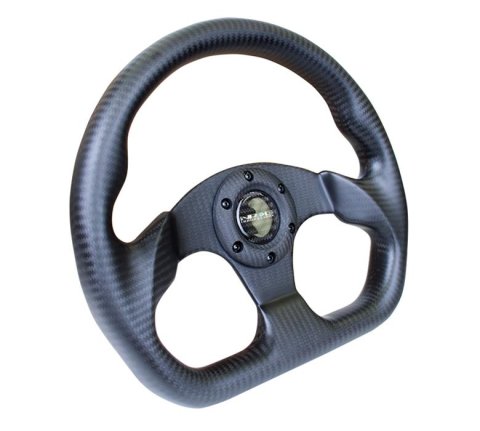 NRG Carbon Fiber Steering Wheel (320mm) Flat Bottom Matte Black Carbon thumbnail 3