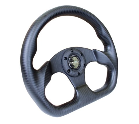NRG Carbon Fiber Steering Wheel (320mm) Flat Bottom Matte Black Carbon thumbnail 5