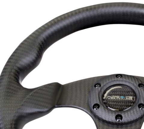 NRG Carbon Fiber Steering Wheel (320mm) Flat Bottom Matte Black Carbon thumbnail 6