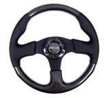 NRG Carbon Fiber Steering Wheel (315mm) Leather Trim w/Black Stitching thumbnail 1
