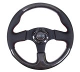 NRG Carbon Fiber Steering Wheel (315mm) Leather Trim w/Red Stitching thumbnail 3