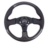 NRG Carbon Fiber Steering Wheel (315mm) Leather Trim w/Red Stitching thumbnail 5
