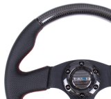 NRG Carbon Fiber Steering Wheel (315mm) Leather Trim w/Red Stitching thumbnail 6
