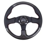 NRG Carbon Fiber Steering Wheel (315mm) Leather Trim w/Red Stitching thumbnail 7