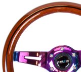 NRG Classic Wood Grain Steering Wheel (310mm) Dark Wood & Black Line Inlay w/Neochrome 3-Spoke Ctr. thumbnail 6