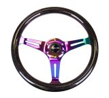 NRG Classic Wood Grain Steering Wheel (350mm) Chameleon/Pearlescent Paint Grip w/Neochrome 3-Spoke thumbnail 1