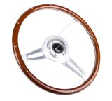 NRG Classic Wood Grain Steering Wheel (365mm) Wood w/Metal Inserts & Brushed Alum. 3-Spoke Center thumbnail 2