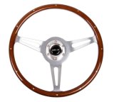 NRG Classic Wood Grain Steering Wheel (365mm) Wood w/Metal Inserts & Brushed Alum. 3-Spoke Center thumbnail 3