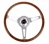 NRG Classic Wood Grain Steering Wheel (365mm) Wood w/Metal Inserts & Brushed Alum. 3-Spoke Center thumbnail 4